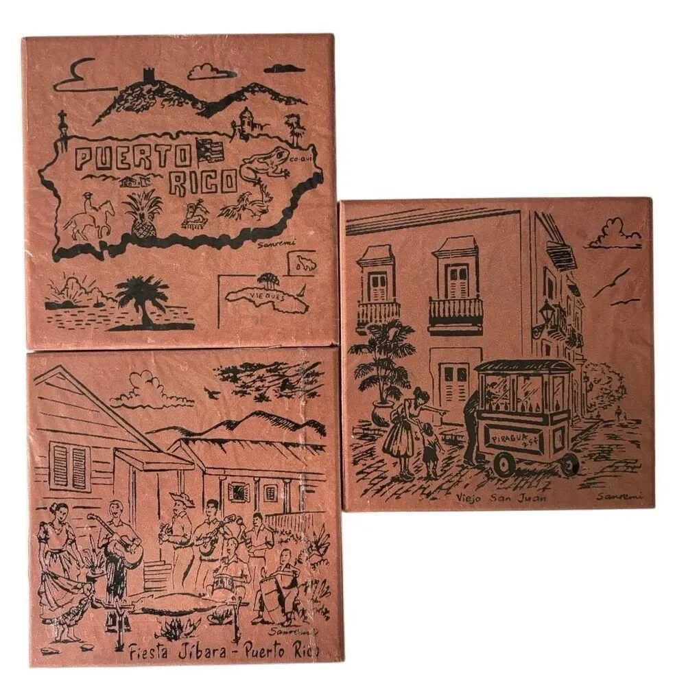 3 Puerto Rico Sanremi Signed Terracotta 6” Tiles *New*
